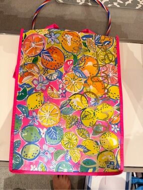 Lilly Pulitzer Citrus Floral Tote with Pink Interior